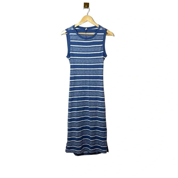 Nordstrom BP Knit Striped Cut-Out Back Midi Dress in Blue/White Size S - Picture 5 of 13